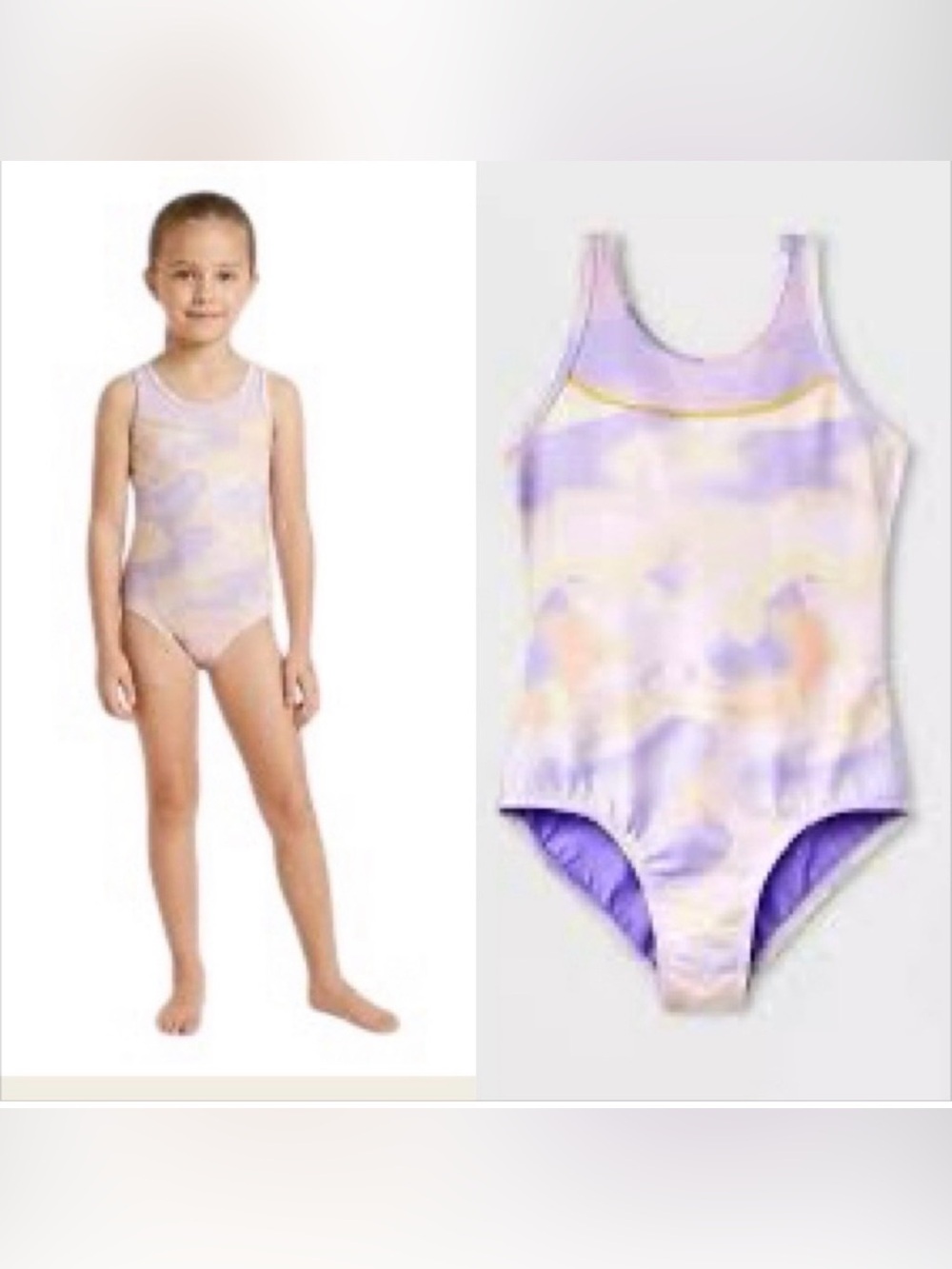 Cat & Jack Girls Gymnastics Leotard Size 10-12 Purple Yellow Peach Dance